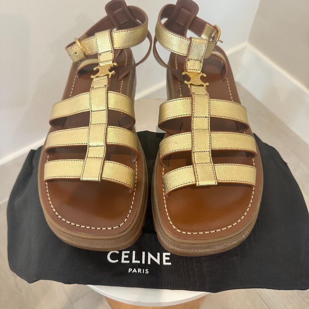 CELINE - CLEA TRIOMPHE GLADIATOR SANDAL GOLD LEATHER